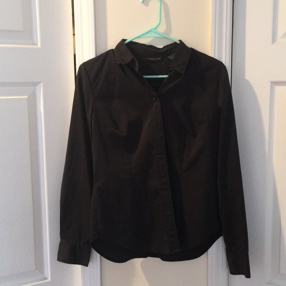 New York &company blouse/ office shirt black  s